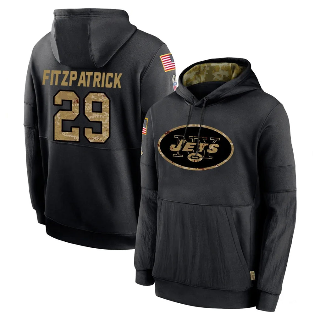 Cooneas NY.Jets #29 Minkah Fitzpatrick Player Black Salute to Service Hoodies Limited Game Stitched Jerseys