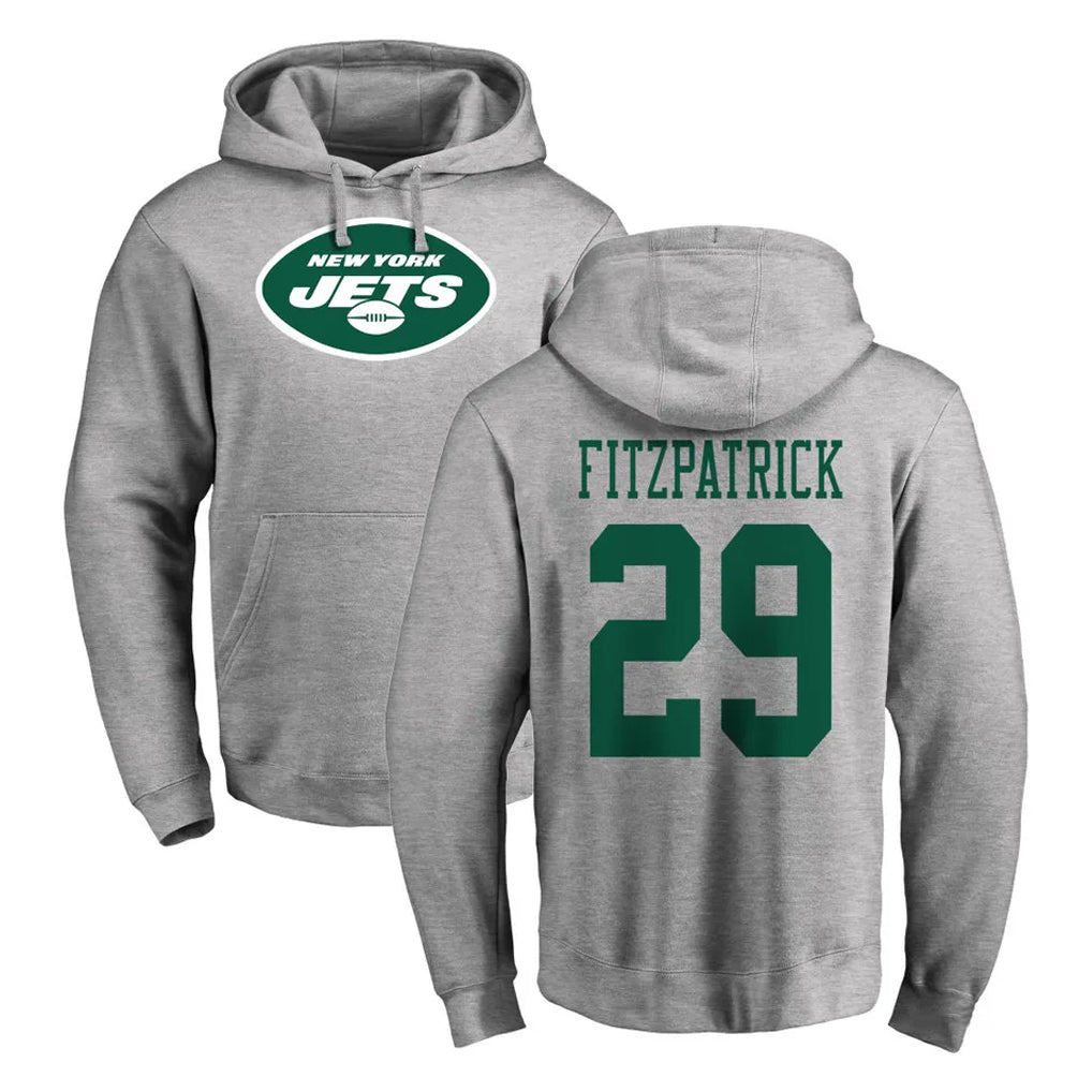 Cooneas NY.Jets #29 Minkah Fitzpatrick Player Gray LOGO Pullover Hoodies Limited Game Stitched Jerseys