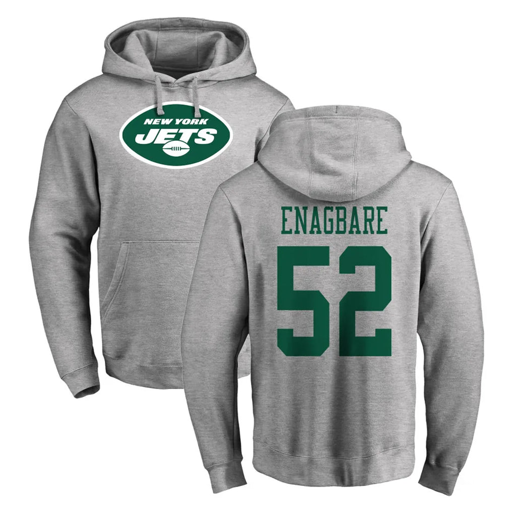Cooneas NY.Jets #52 Kingsley Enagbare Player Gray LOGO Pullover Hoodies Limited Game Stitched Jerseys