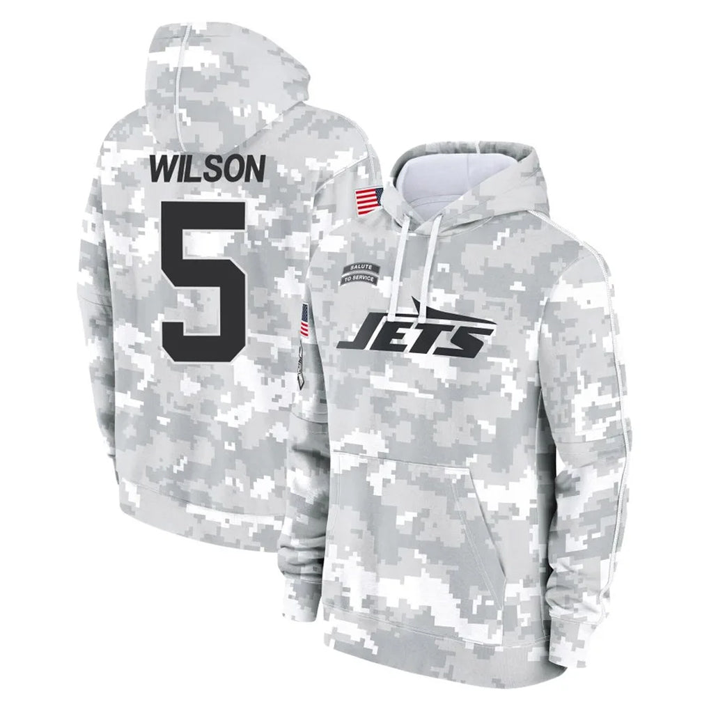 Cooneas NY.Jets #5 Garrett Wilson Player Arctic Camo Salute to Service Pullover Hoodies Limited Game Stitched Jerseys