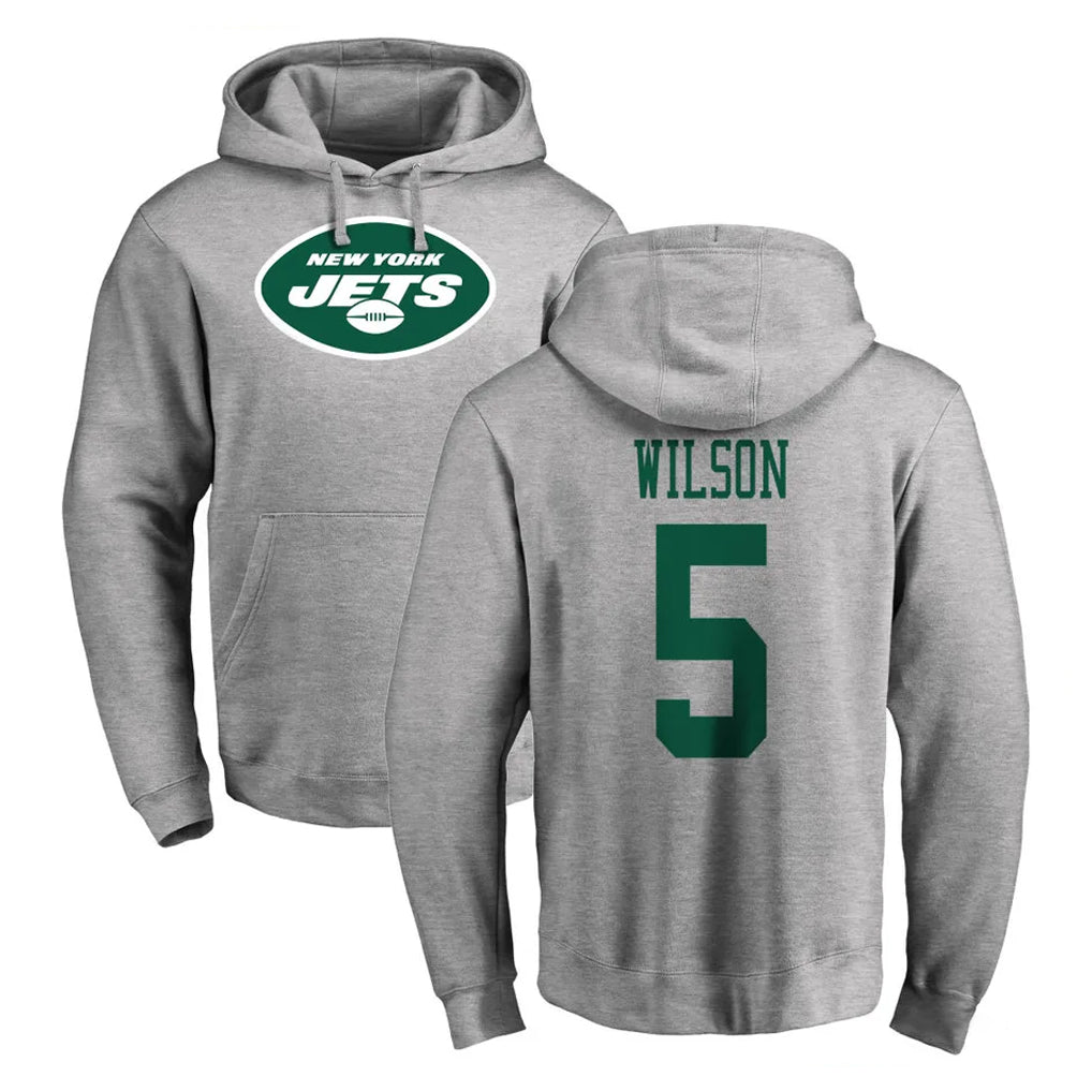 Cooneas NY.Jets #5 Garrett Wilson Player Gray LOGO Pullover Hoodies Limited Game Stitched Jerseys