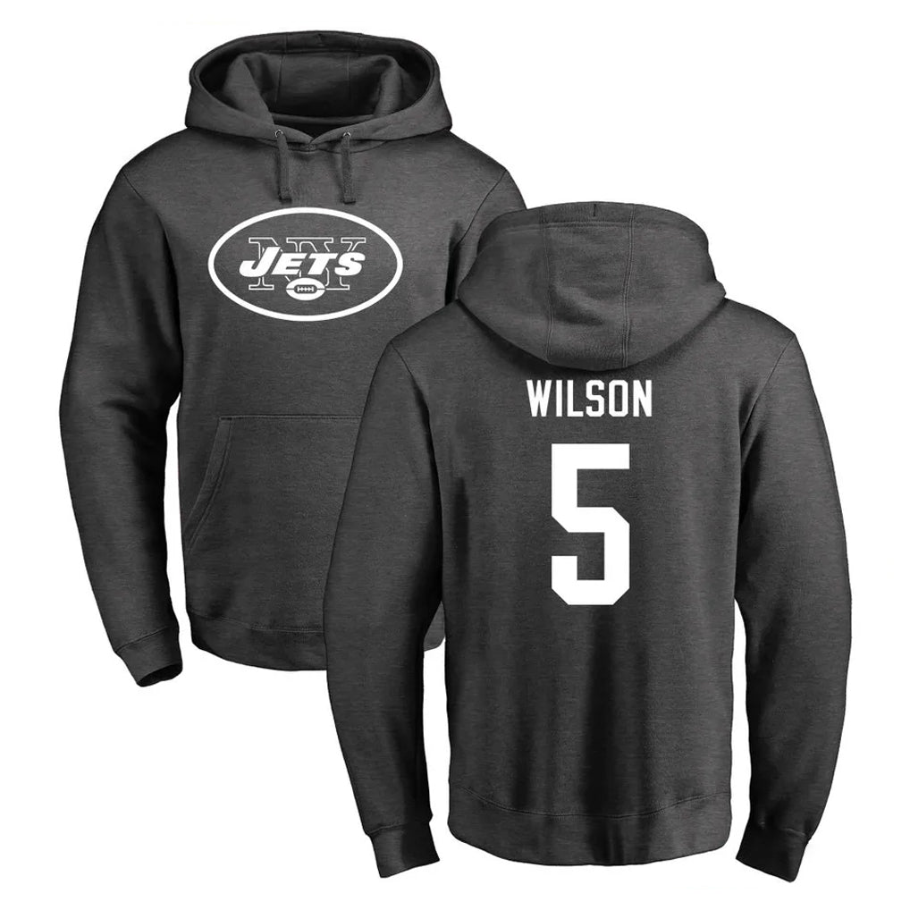 Cooneas NY.Jets #5 Garrett Wilson Player Gray Pullover Hoodies Limited Game Stitched Jerseys