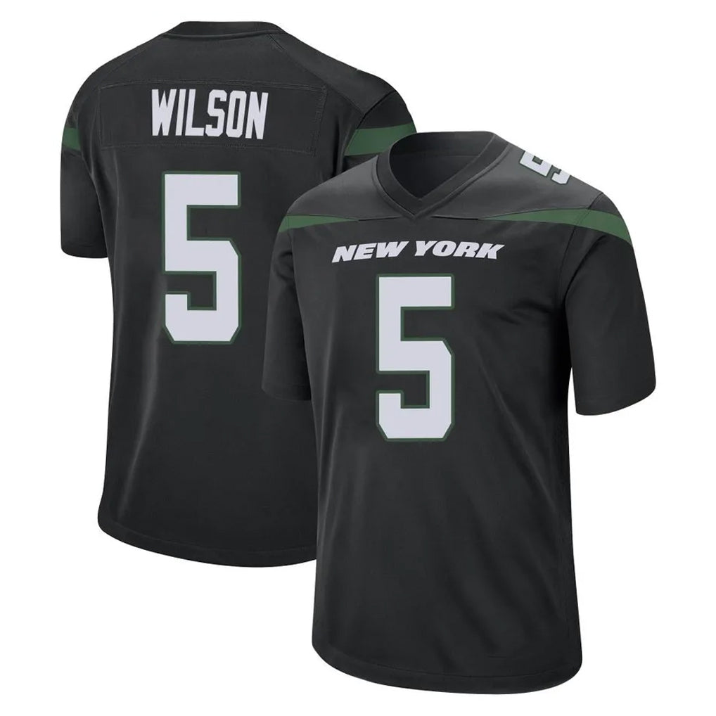 Cooneas NY.Jets #5 Garrett Wilson Player Stealth Black Home Game Stitched Jerseys