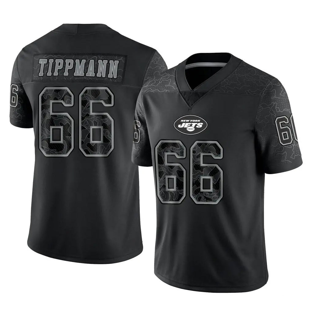 Cooneas NY.Jets #66 Joe Tippmann Player Stealth Black Limited Reflective Home Game Stitched Jerseys