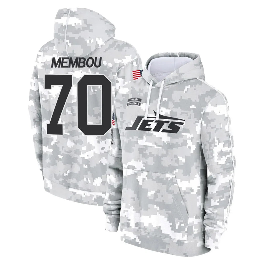 Cooneas NY.Jets #70 Armand Membou Player Arctic Camo Salute to Service Pullover Hoodies Limited Game Stitched Jerseys