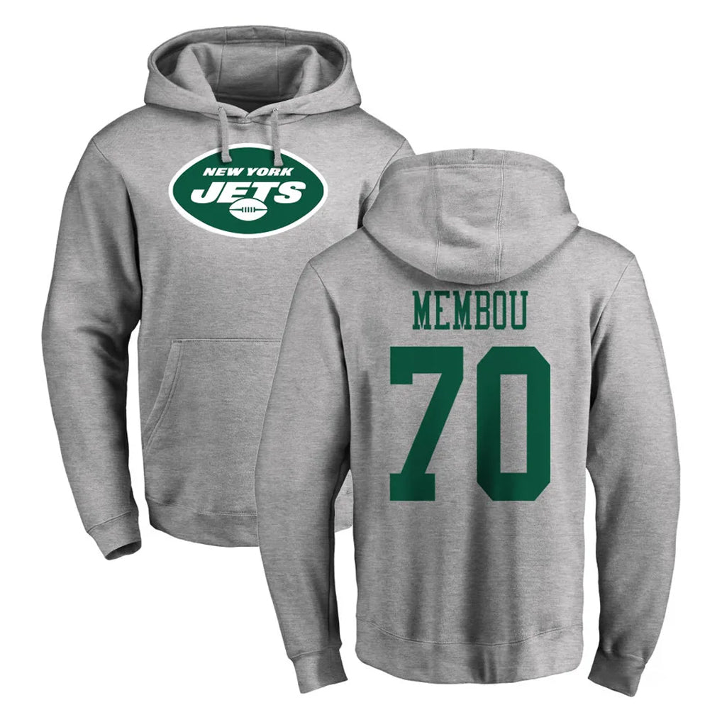 Cooneas NY.Jets #70 Armand Membou Player Gray LOGO Pullover Hoodies Limited Game Stitched Jerseys