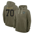 Cooneas NY.Jets #70 Armand Membou Player Olive Salute to Service Pullover Hoodies Limited Stitched Jerseys
