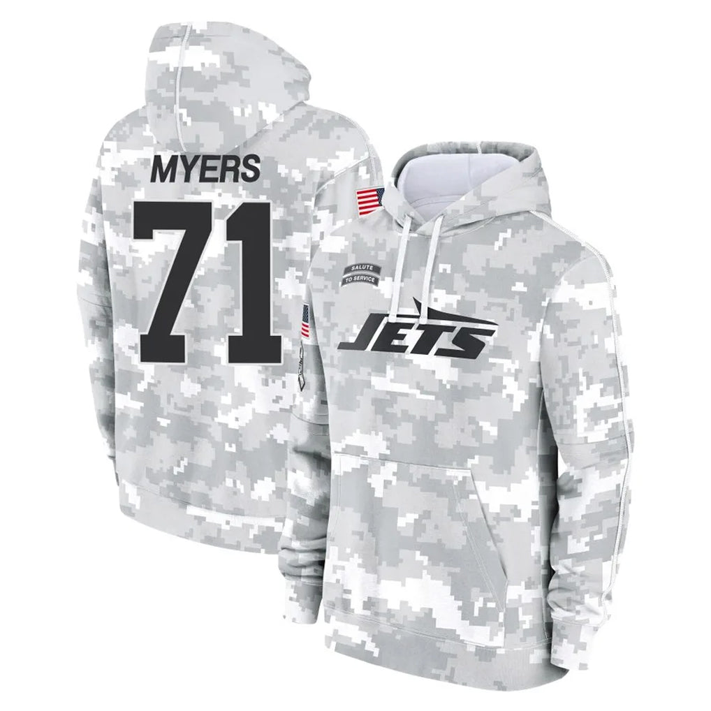 Cooneas NY.Jets #71 Josh Myers Player Arctic Camo Salute to Service Pullover Hoodies Limited Game Stitched Jerseys