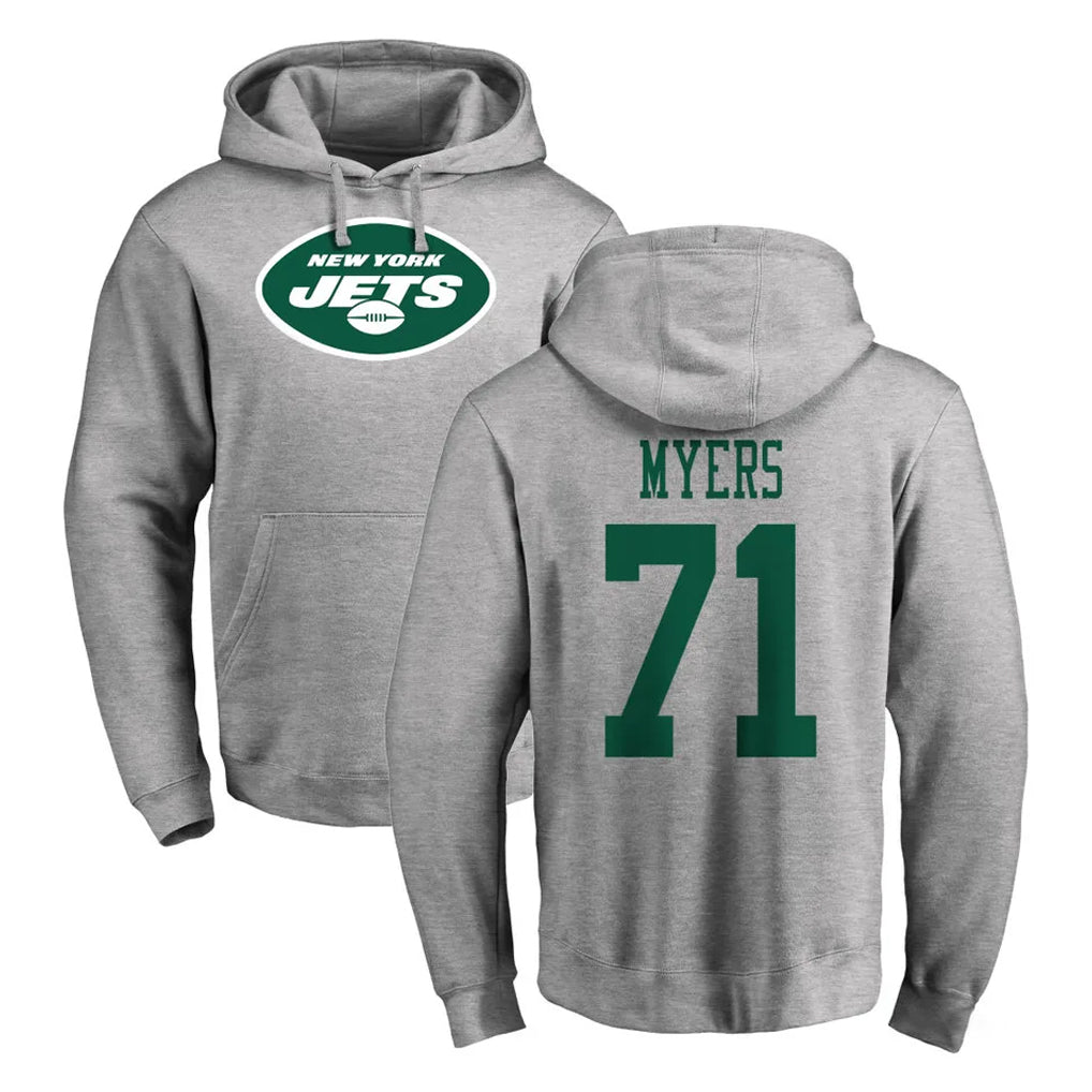 Cooneas NY.Jets #71 Josh Myers Player Gray LOGO Pullover Hoodies Limited Game Stitched Jerseys