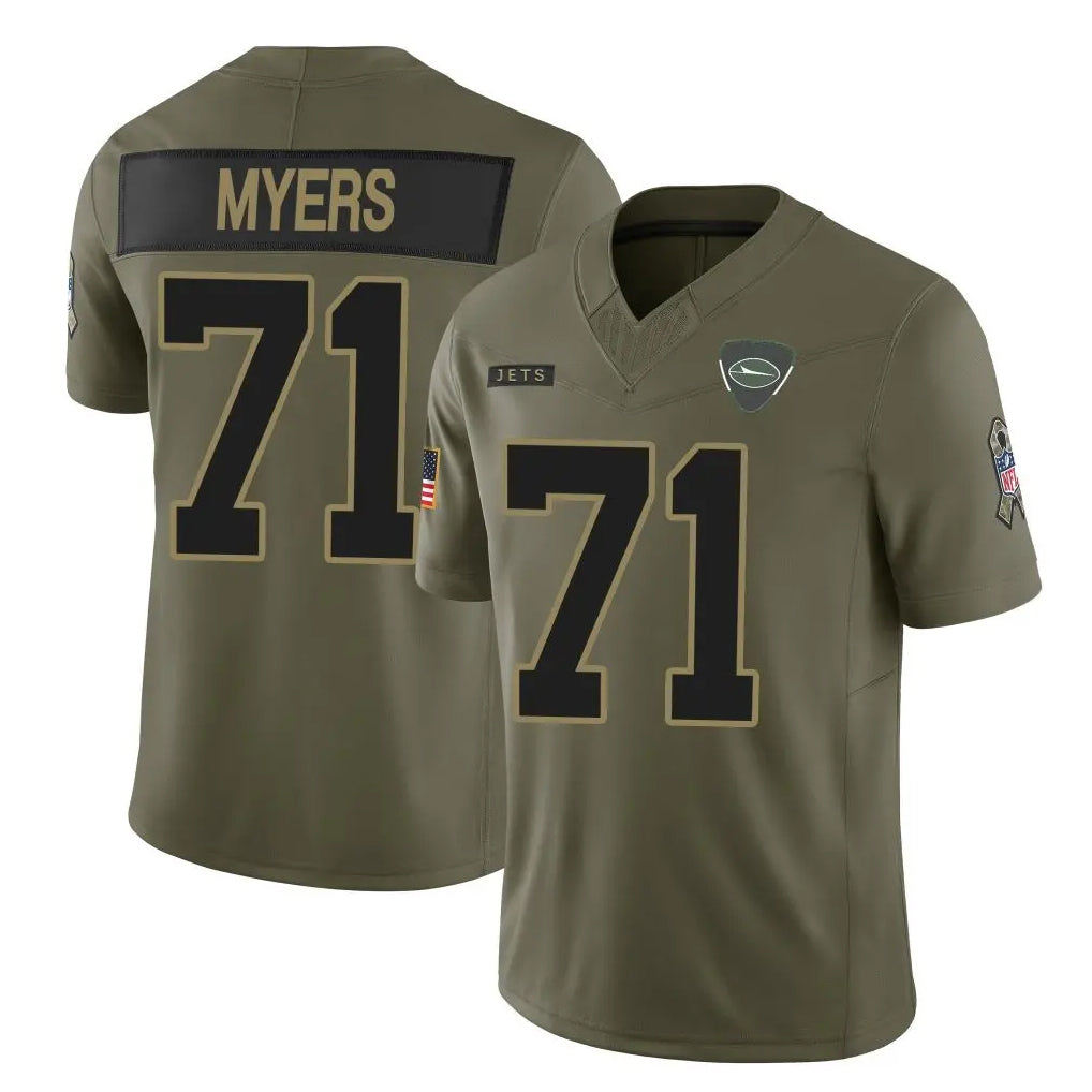 Cooneas NY.Jets #71 Josh Myers Player Olive 2025 Salute To Service Limited Stitched Jerseys