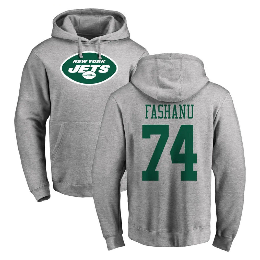 Cooneas NY.Jets #74 Olu Fashanu Player Gray LOGO Pullover Hoodies Limited Game Stitched Jerseys