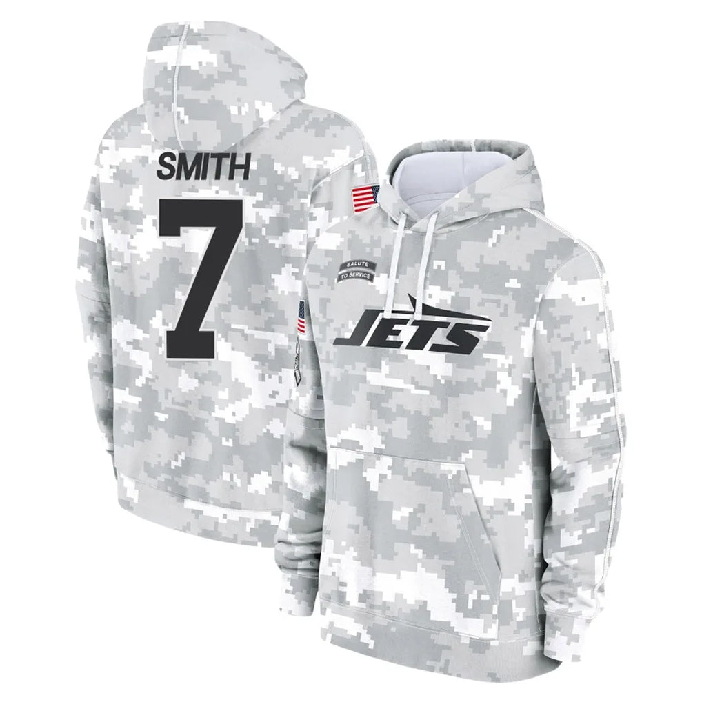 Cooneas NY.Jets #7 Geno Smith Player Arctic Camo Salute to Service Pullover Hoodies Limited Game Stitched Jerseys