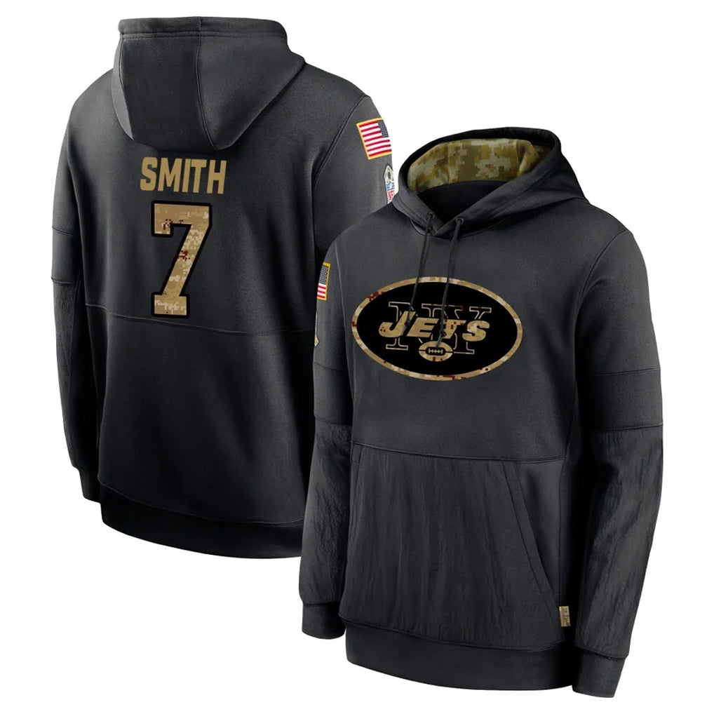 Cooneas NY.Jets #7 Geno Smith Player Black Salute to Service Hoodies Limited Game Stitched Jerseys
