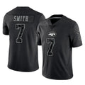 Cooneas NY.Jets #7 Geno Smith Player Stealth Black Limited Reflective Home Game Stitched Jerseys