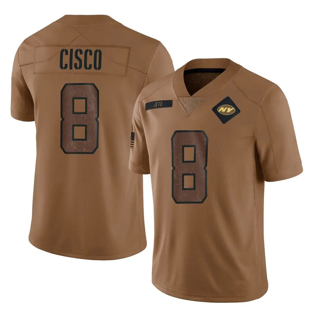Cooneas NY.Jets #8 Andre Cisco Player Brown Salute To Service Limited Stitched Jerseys