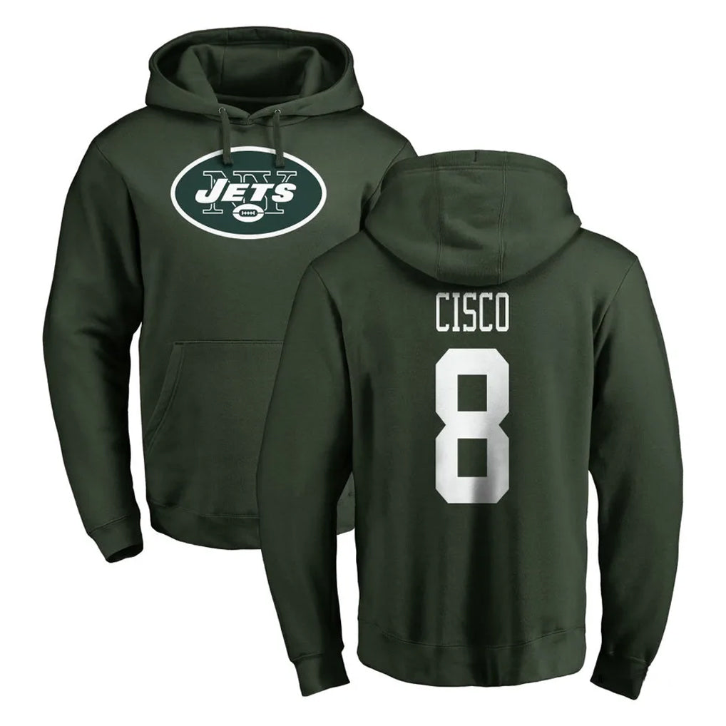 Cooneas NY.Jets #8 Andre Cisco Player Green LOGO Pullover Hoodies Limited Game Stitched Jerseys