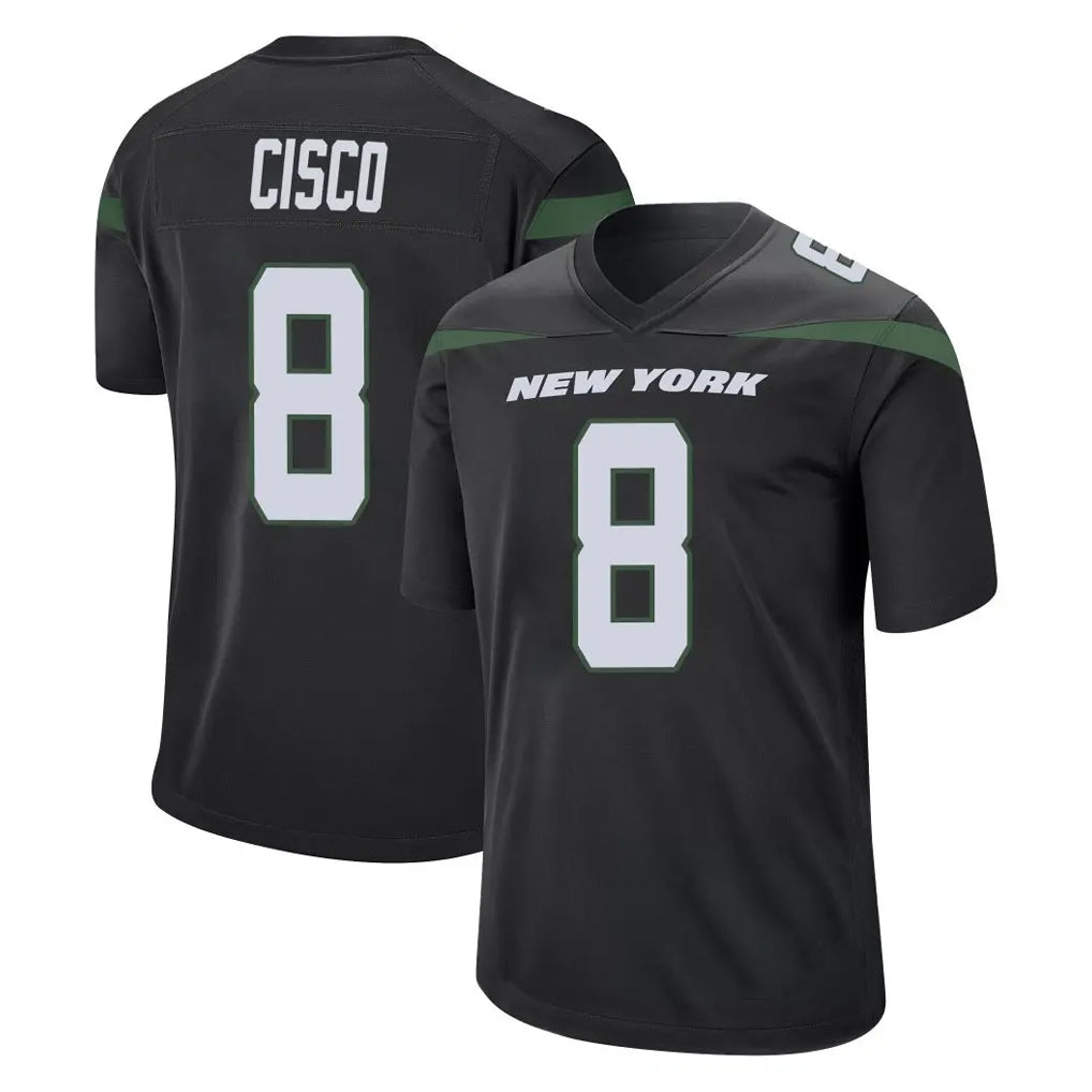 Cooneas NY.Jets #8 Andre Cisco Player Stealth Black Home Game Stitched Jerseys