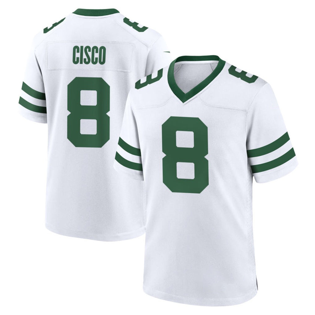 Cooneas NY.Jets #8 Andre Cisco Player White Legacy Home Game Stitched Jerseys