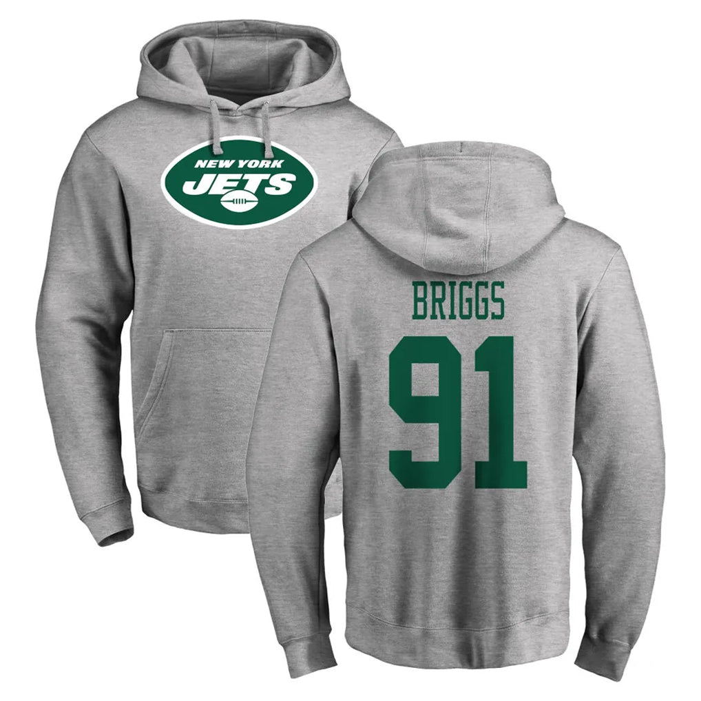 Cooneas NY.Jets #91 Jowon Briggs Player Gray LOGO Pullover Hoodies Limited Game Stitched Jerseys