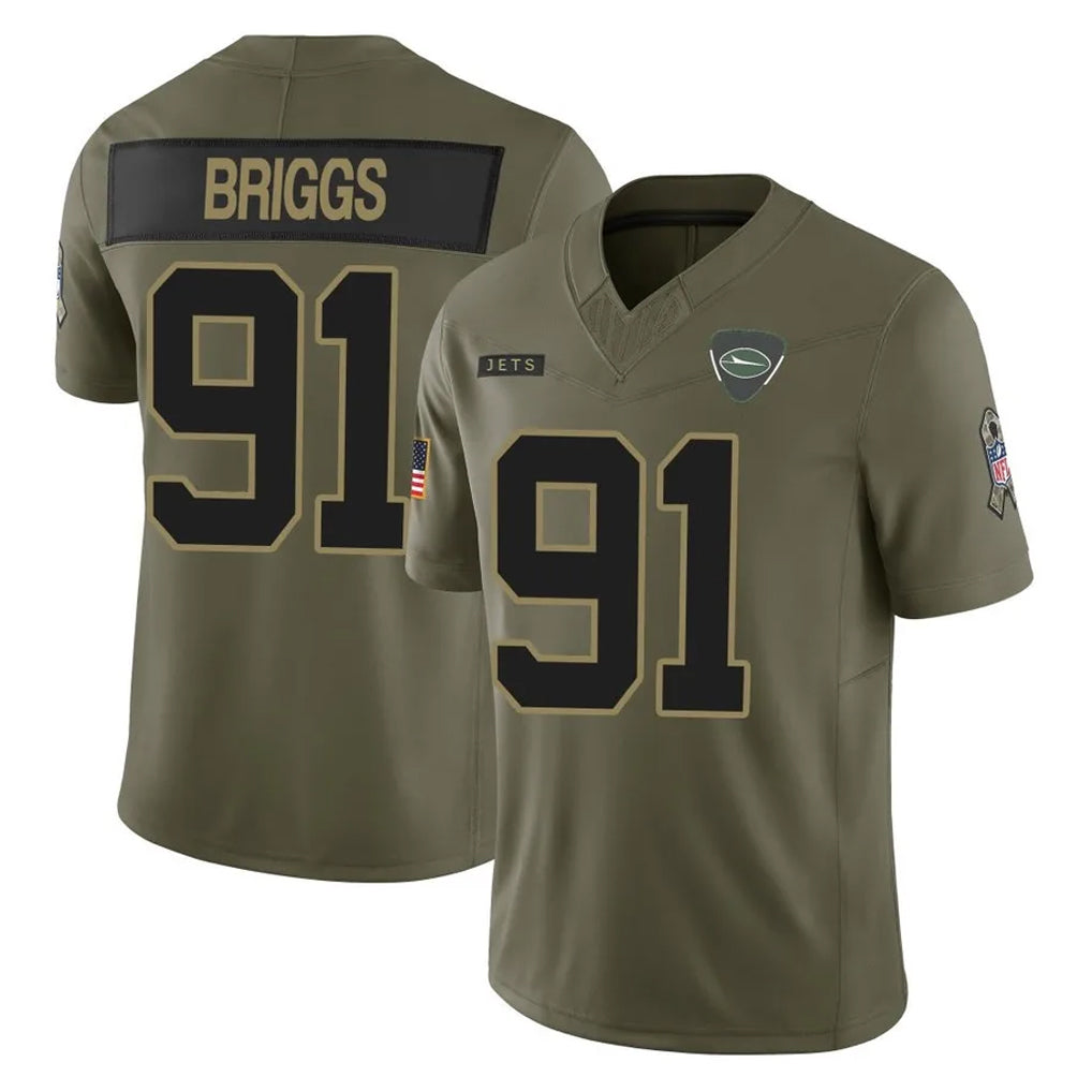 Cooneas NY.Jets #91 Jowon Briggs Player Olive 2025 Salute To Service Limited Stitched Jerseys
