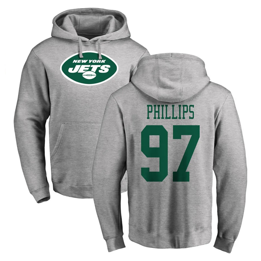 Cooneas NY.Jets #97 Harrison Phillips Player Gray LOGO Pullover Hoodies Limited Game Stitched Jerseys