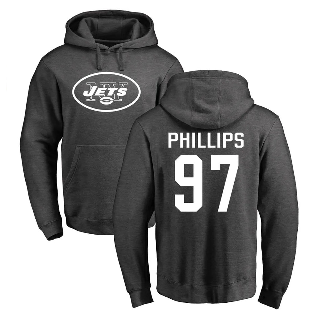 Cooneas NY.Jets #97 Harrison Phillips Player Gray Pullover Hoodies Limited Game Stitched Jerseys