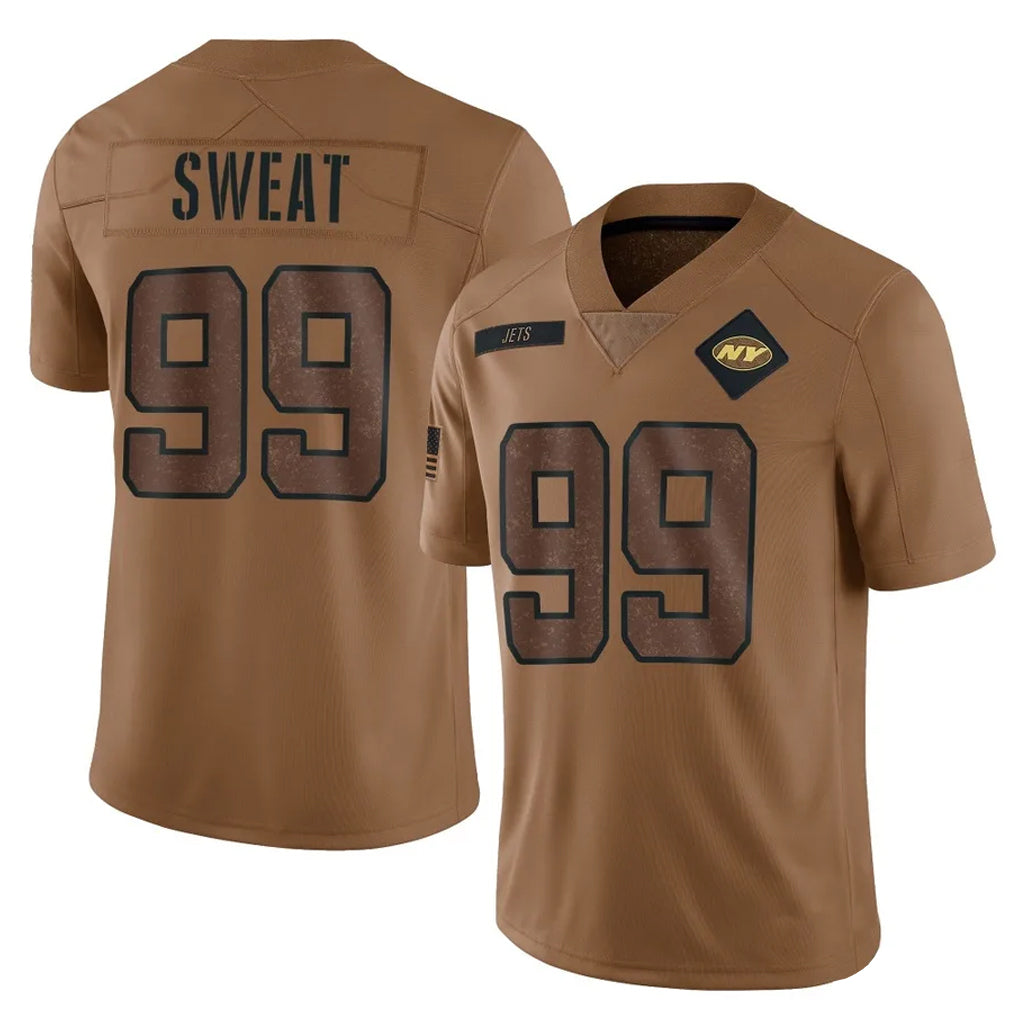 Cooneas NY.Jets #99 T'Vondre Sweat Player Brown Salute To Service Limited Stitched Jerseys