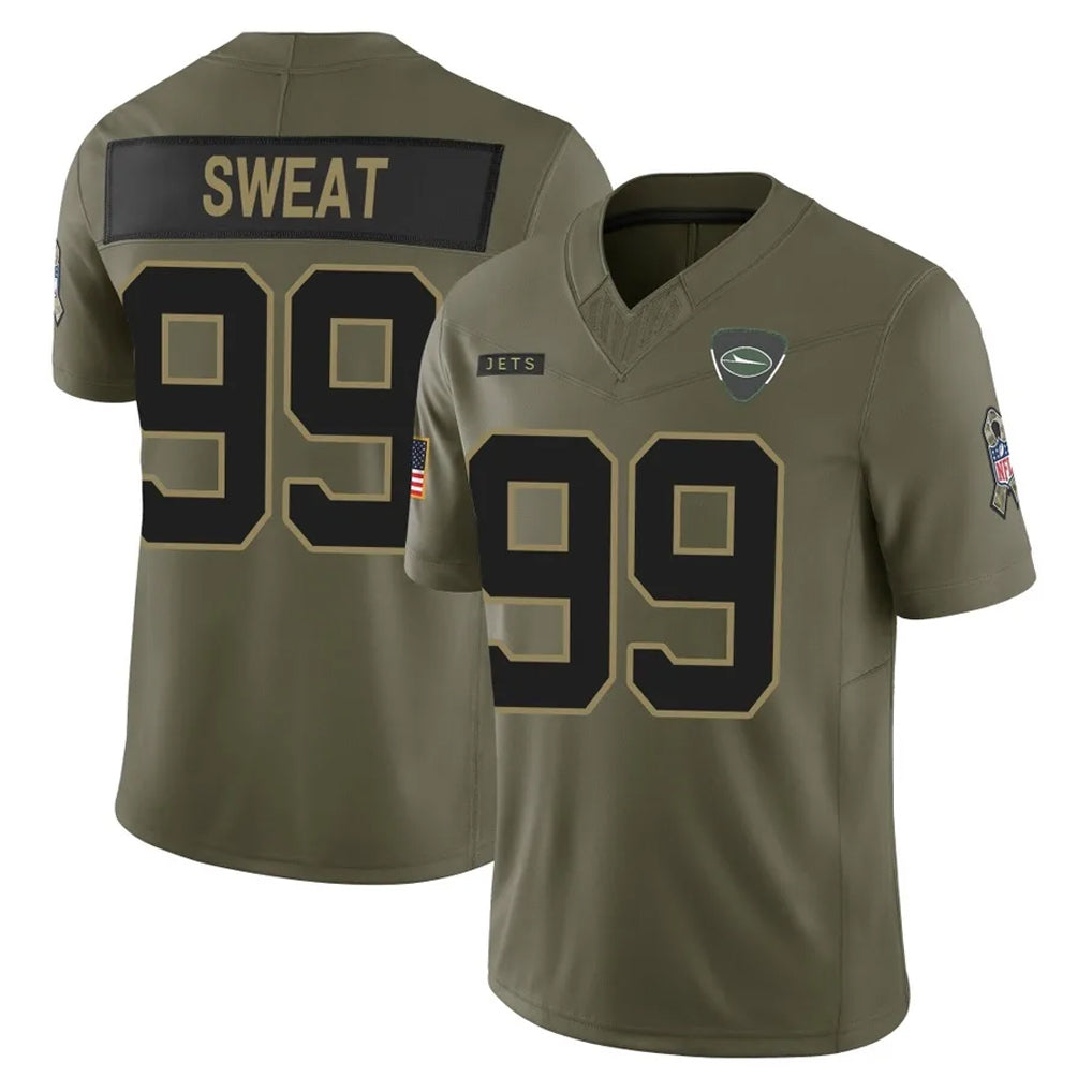 Cooneas NY.Jets #99 T'Vondre Sweat Player Olive 2025 Salute To Service Limited Stitched Jerseys