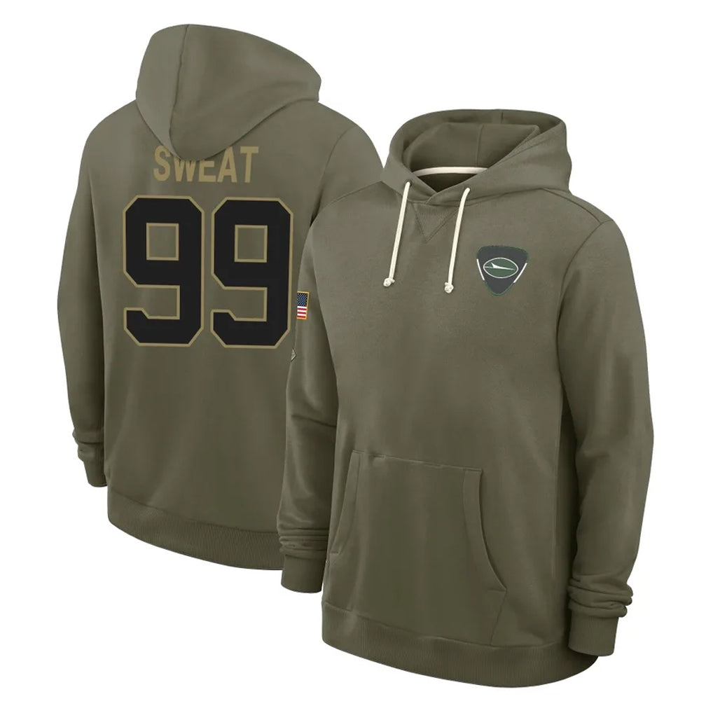 Cooneas NY.Jets #99 T'Vondre Sweat Player Olive Salute to Service Pullover Hoodies Limited Stitched Jerseys