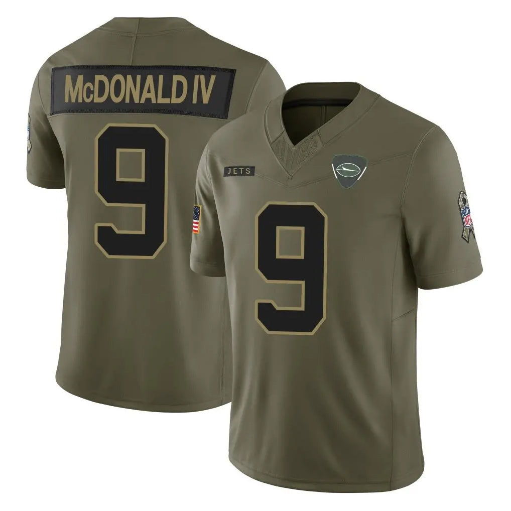 Cooneas NY.Jets #9 Will McDonald IV Player Olive 2025 Salute To Service Limited Stitched Jerseys