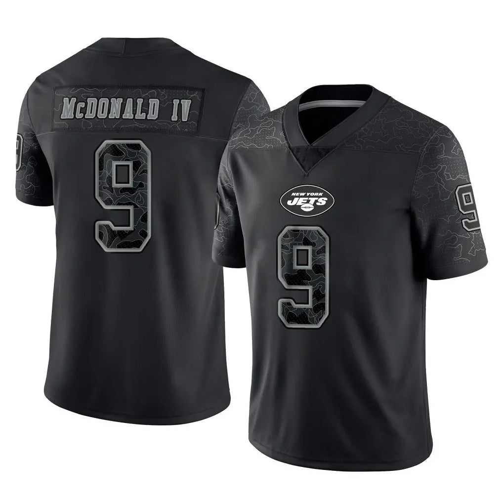 Cooneas NY.Jets #9 Will McDonald IV Player Stealth Black Limited Reflective Home Game Stitched Jerseys