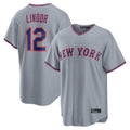 Cooneas NY.Mets #12 Francisco Lindor Player Gray Road Home Game Stitched Jerseys