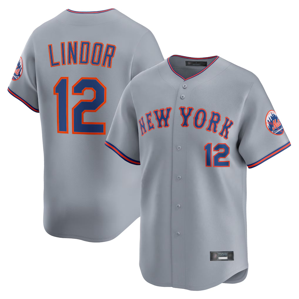 Cooneas NY.Mets #12 Francisco Lindor Player Gray Road Limited Home Stitched Jerseys
