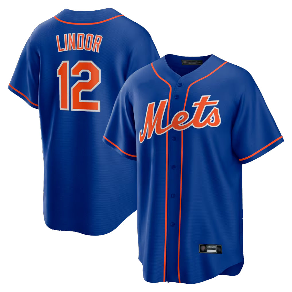 Cooneas NY.Mets #12 Francisco Lindor Player Royal Home Game Stitched Jerseys