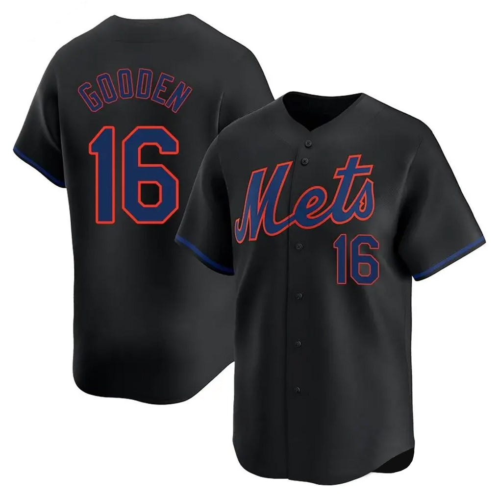 Cooneas NY.Mets #16 Dwight Gooden Player Black Alternate Home Limited Stitched Jerseys