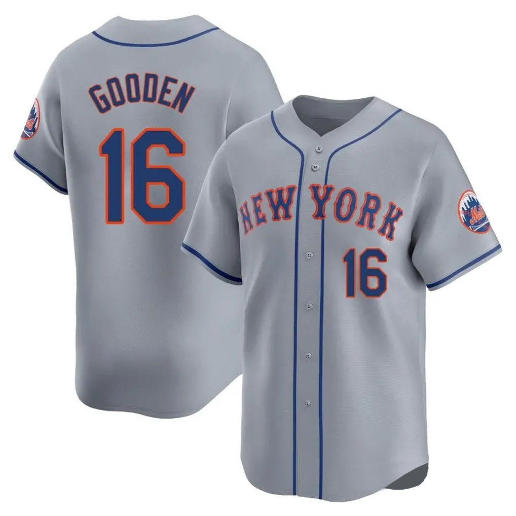 Cooneas NY.Mets #16 Dwight Gooden Player Gray Road Limited Home Stitched Jerseys