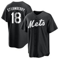 Cooneas NY.Mets #18 Darryl Strawberry Player Black Home Game Stitched Jerseys