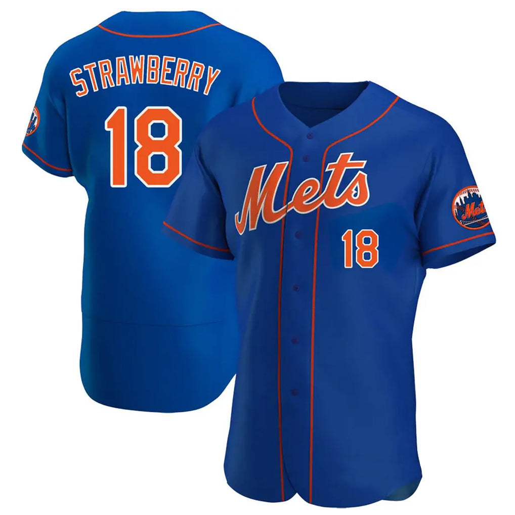 Cooneas NY.Mets #18 Darryl Strawberry Player Royal Limited Elite Home Stitched Jerseys