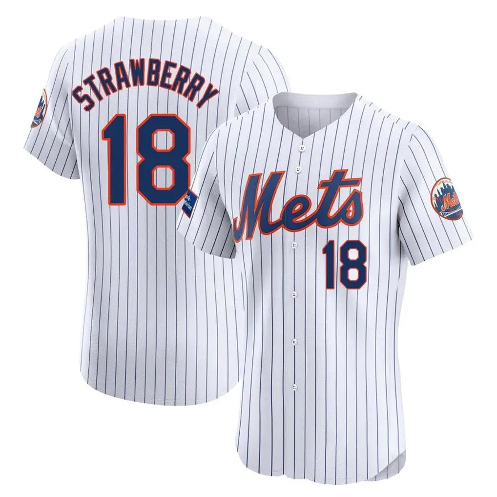 Cooneas NY.Mets #18 Darryl Strawberry Player White Home Limited Elite Stitched Jerseys