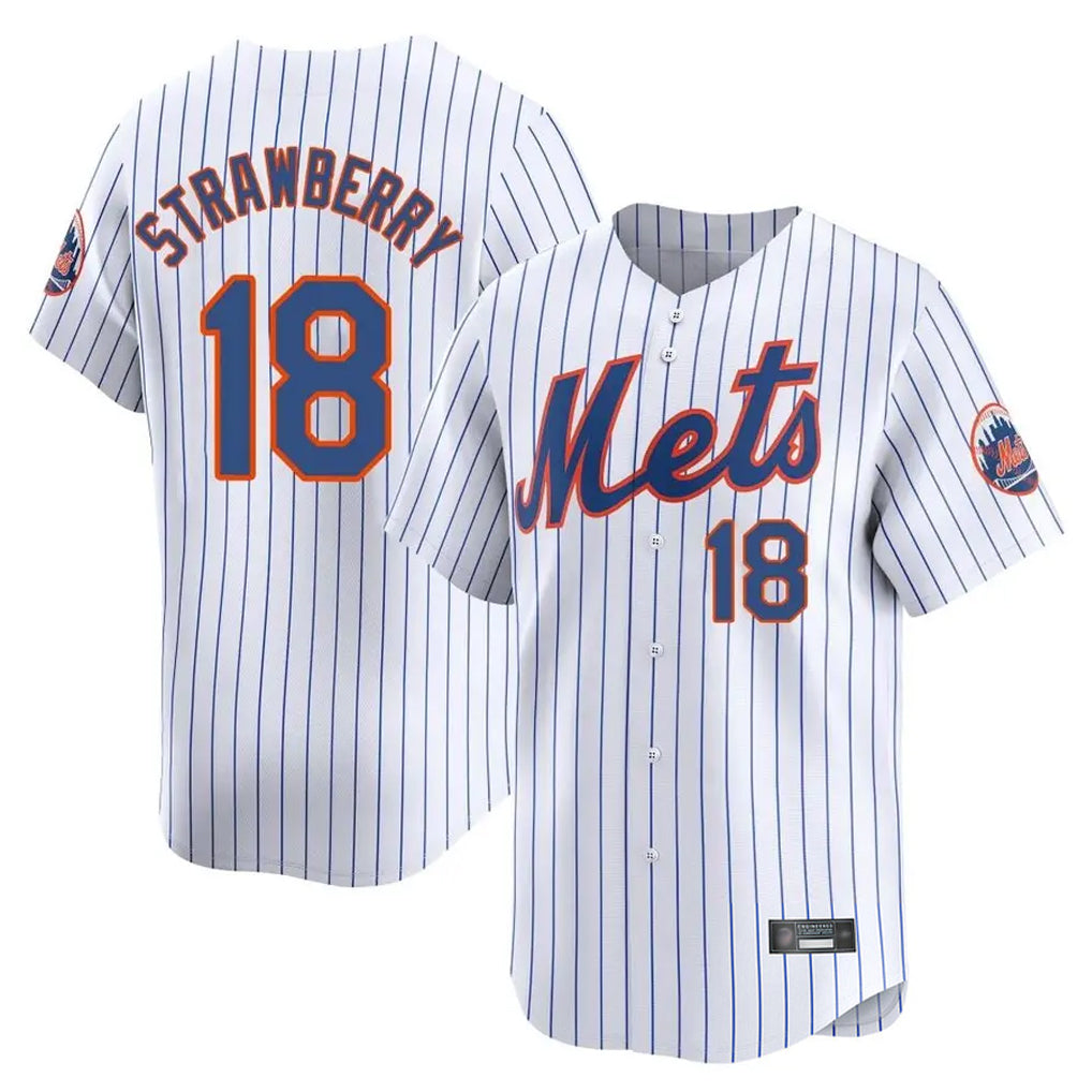 Cooneas NY.Mets #18 Darryl Strawberry Player White Home Limited Stitched Jerseys
