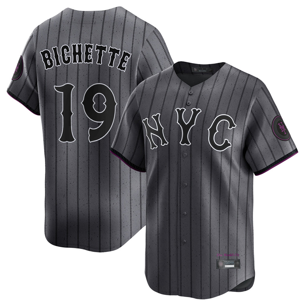 Cooneas NY.Mets #19 Bo Bichette Player Gray City Connect Limited Stitched Jerseys