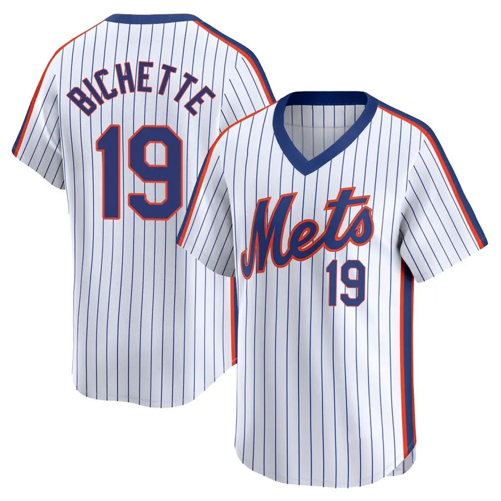 Cooneas NY.Mets #19 Bo Bichette Player White Cooperstown Collection T-shirt Game Stitched Jerseys