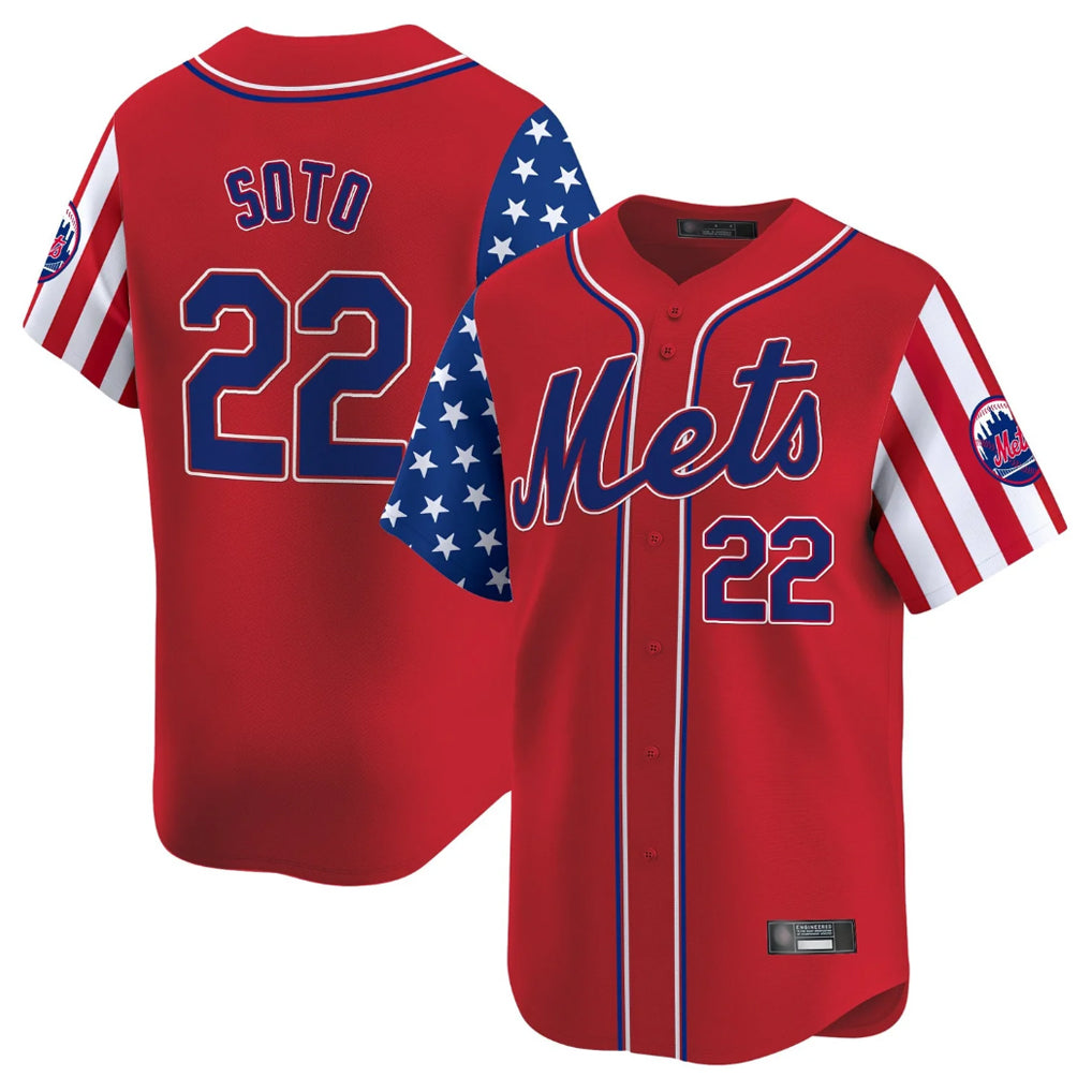 Cooneas NY.Mets #22 Juan Soto Player Red 2025 Independence Day Vapor Premier Limited  Stitched Jerseys