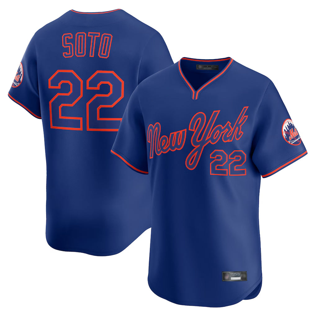 Cooneas NY.Mets #22 Juan Soto Player Royal T-shirt Home Limited Elite Stitched Jerseys