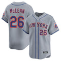 Cooneas NY.Mets #26 Nolan McLean Player Gray Road Limited Home Stitched Jerseys