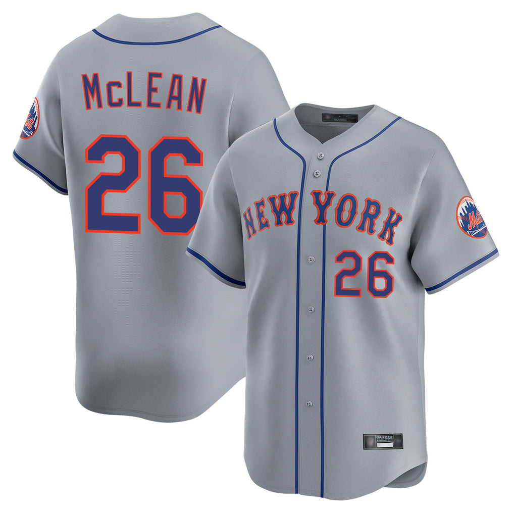Cooneas NY.Mets #26 Nolan McLean Player Gray Road Limited Home Stitched Jerseys