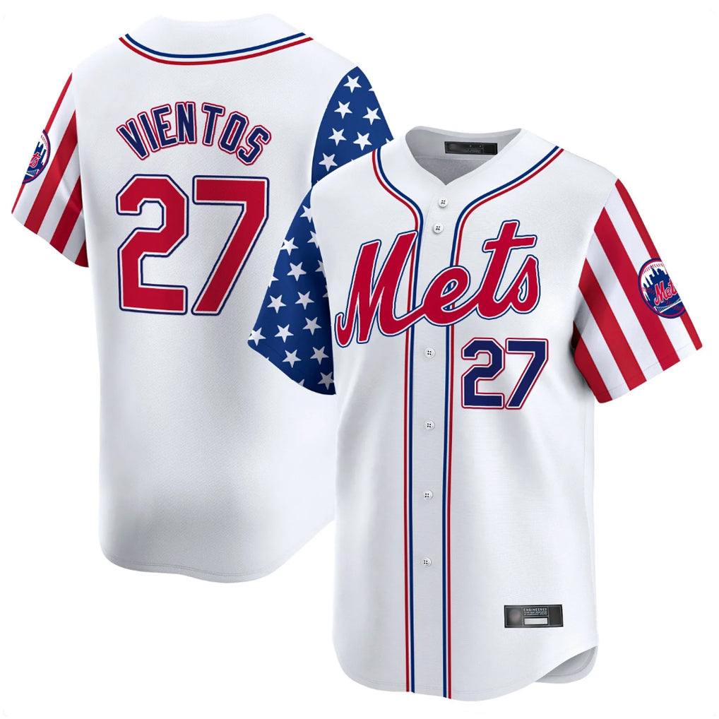 Cooneas NY.Mets #27 Mark Vientos Player White 2025 Independence Day Vapor Premier Limited  Stitched Jerseys