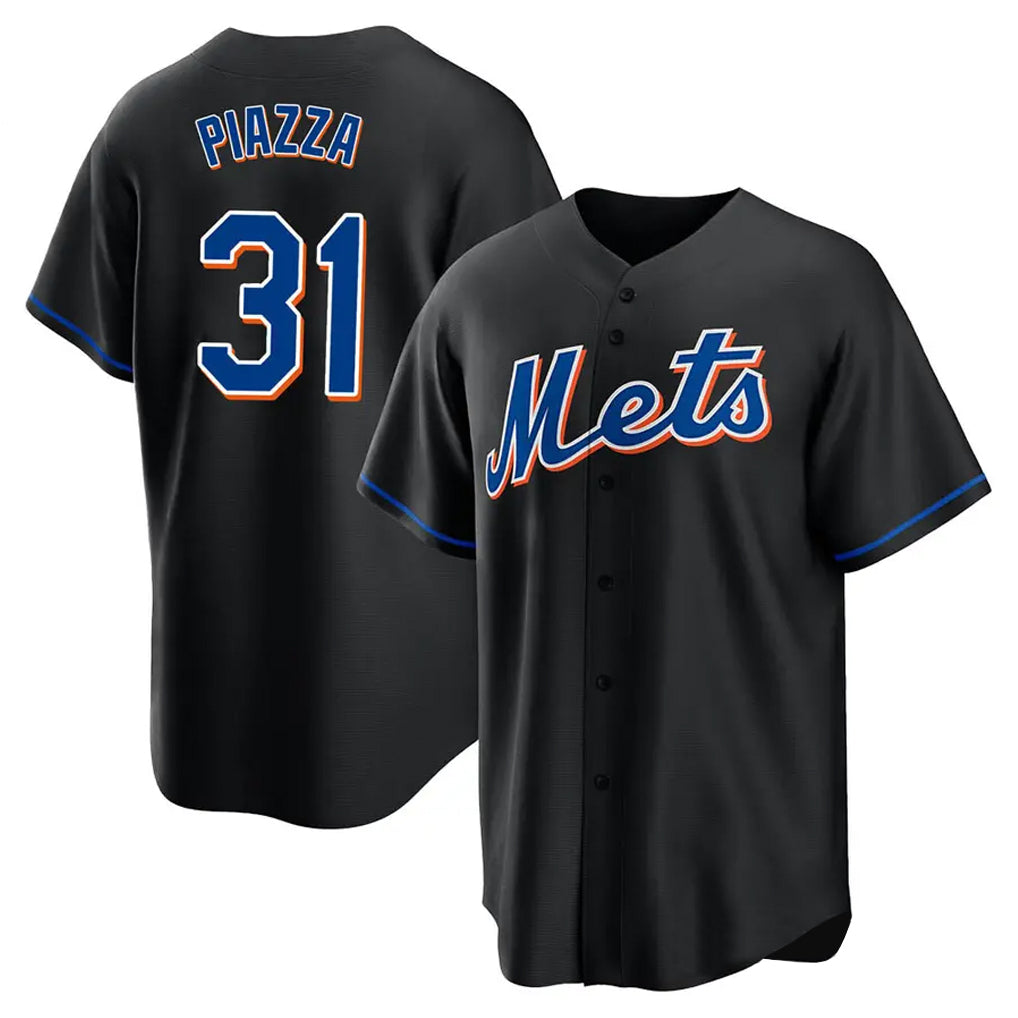 Cooneas NY.Mets #31 Mike Piazza Player Black Replica Home Game Stitched Jerseys