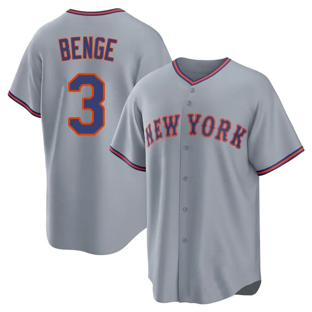 Cooneas NY.Mets #3 Carson Benge Player Gray Road Home Game Stitched Jerseys