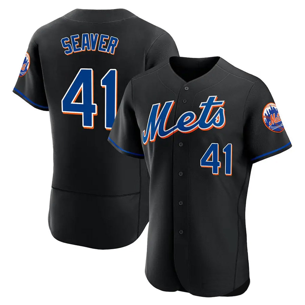 Cooneas NY.Mets #41 Tom Seaver Player Black Replica Home Limited Elite Stitched Jerseys